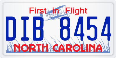 NC license plate DIB8454
