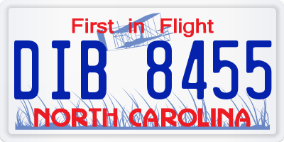 NC license plate DIB8455