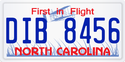 NC license plate DIB8456