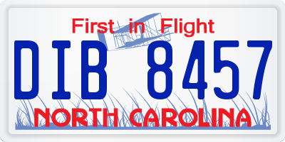 NC license plate DIB8457