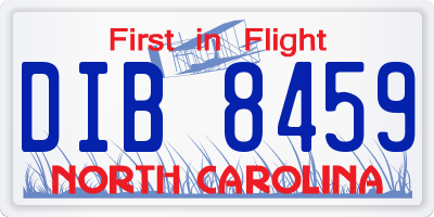 NC license plate DIB8459