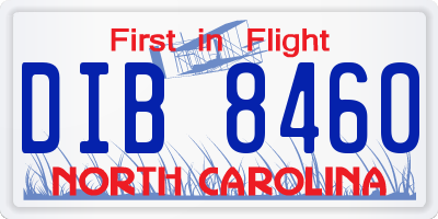 NC license plate DIB8460