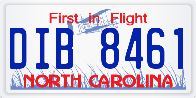 NC license plate DIB8461