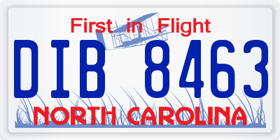 NC license plate DIB8463