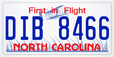 NC license plate DIB8466
