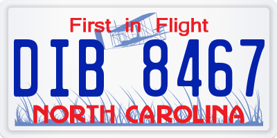 NC license plate DIB8467
