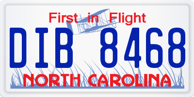 NC license plate DIB8468