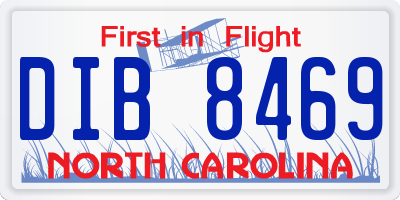 NC license plate DIB8469