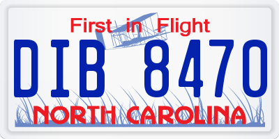 NC license plate DIB8470
