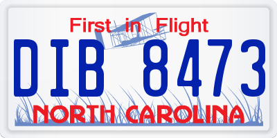 NC license plate DIB8473