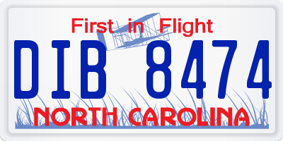 NC license plate DIB8474