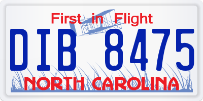 NC license plate DIB8475