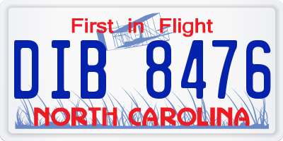 NC license plate DIB8476
