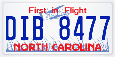 NC license plate DIB8477