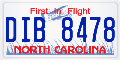 NC license plate DIB8478