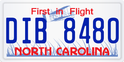 NC license plate DIB8480