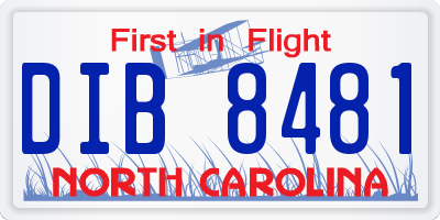 NC license plate DIB8481