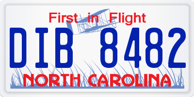 NC license plate DIB8482