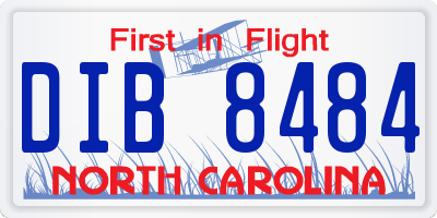 NC license plate DIB8484