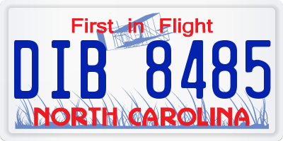 NC license plate DIB8485