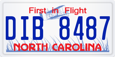 NC license plate DIB8487