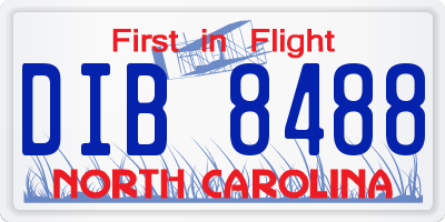 NC license plate DIB8488