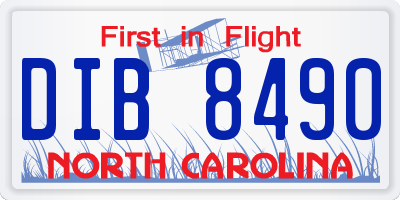 NC license plate DIB8490