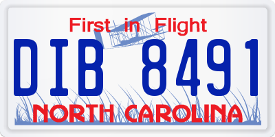 NC license plate DIB8491