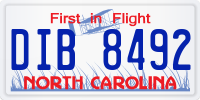 NC license plate DIB8492