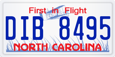 NC license plate DIB8495