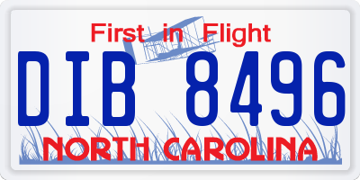NC license plate DIB8496