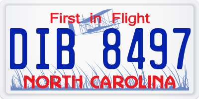 NC license plate DIB8497