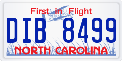 NC license plate DIB8499