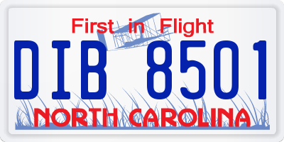NC license plate DIB8501