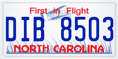 NC license plate DIB8503