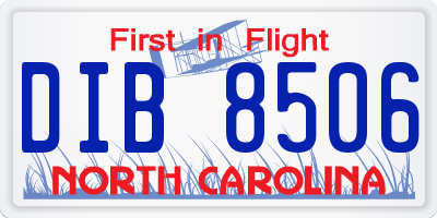 NC license plate DIB8506