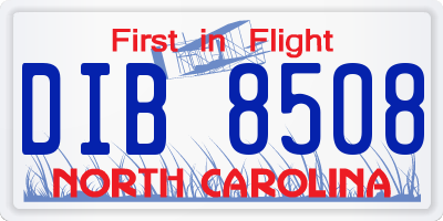 NC license plate DIB8508