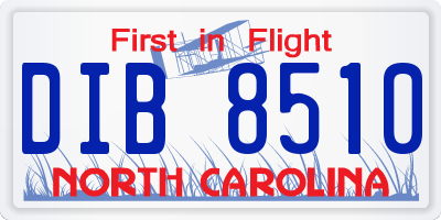 NC license plate DIB8510