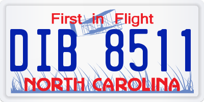 NC license plate DIB8511