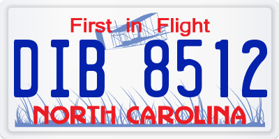 NC license plate DIB8512