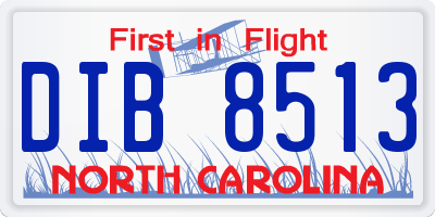 NC license plate DIB8513