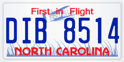 NC license plate DIB8514