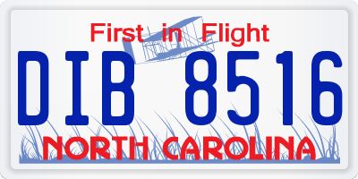 NC license plate DIB8516