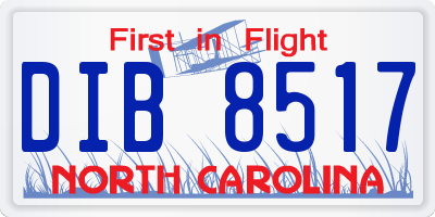 NC license plate DIB8517