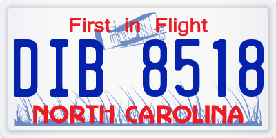 NC license plate DIB8518