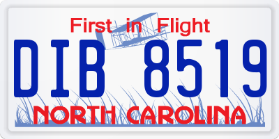 NC license plate DIB8519