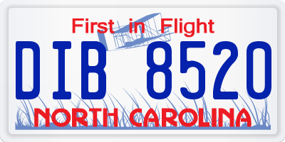 NC license plate DIB8520