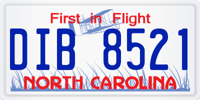 NC license plate DIB8521