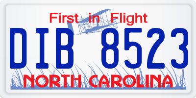 NC license plate DIB8523