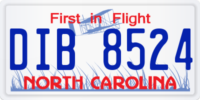 NC license plate DIB8524